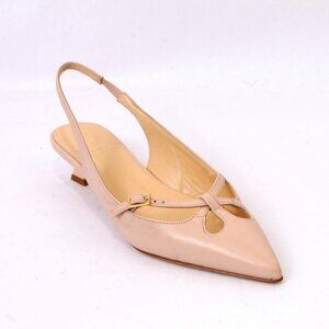 Isabelle 524a Beige Leather Slingbacks Pointy Heel Sandal Pumps